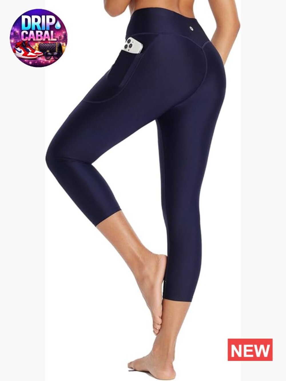 High Waisted Swim Pants 20in Long Capris UPF50+ with Pockets Liner